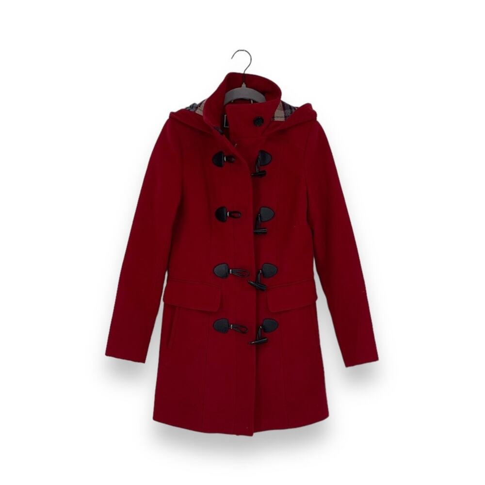 Tommy Hilfiger Red Hooded Toggle Coat